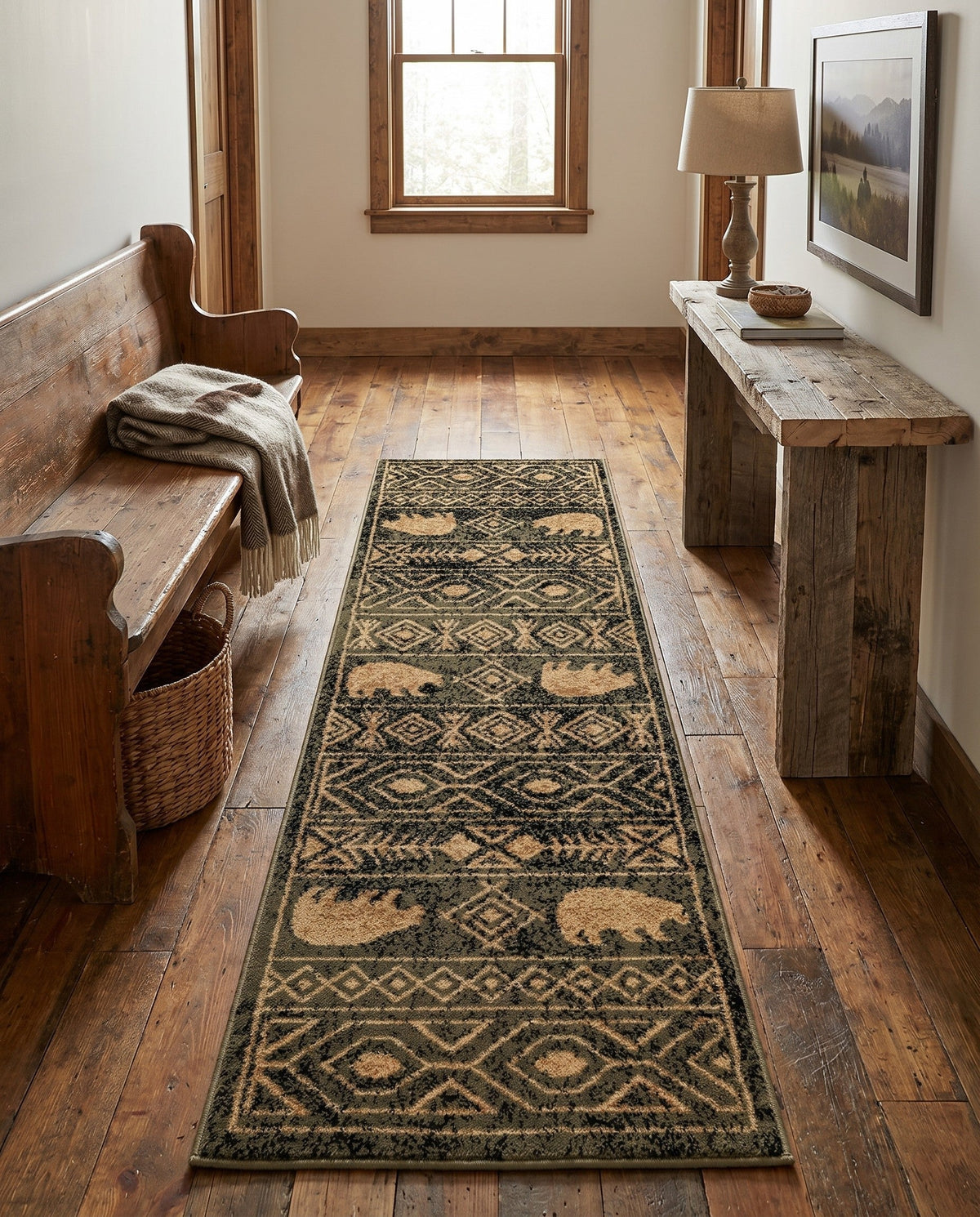 Frontier Trails Collection Area Rug -  Sedona Runner Green  lifestyle 140