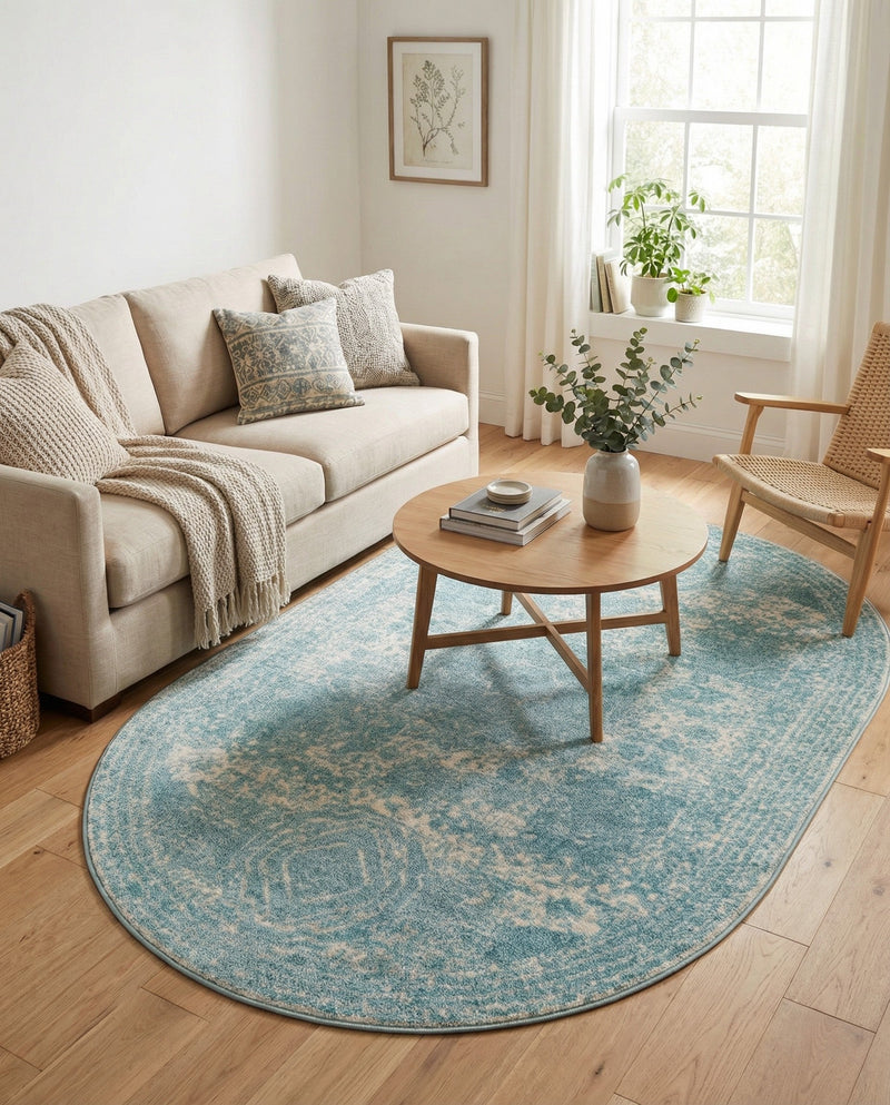 Dover Terrace Collection Area Rug -  Lagoon (Aqua) Oval Aqua  lifestyle 39