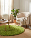 Plush Oasis Collection Area Rug - Serenity (Grass Green) Round Grass Green  lifestyle 51
