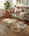 Benares Handwoven Jute Collection Area Rug - Ganges Rectangle Blue and Green  lifestyle 8