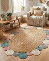 Woven Seaside Jute Collection Area Rug - Sienna Oval Multi  lifestyle 32