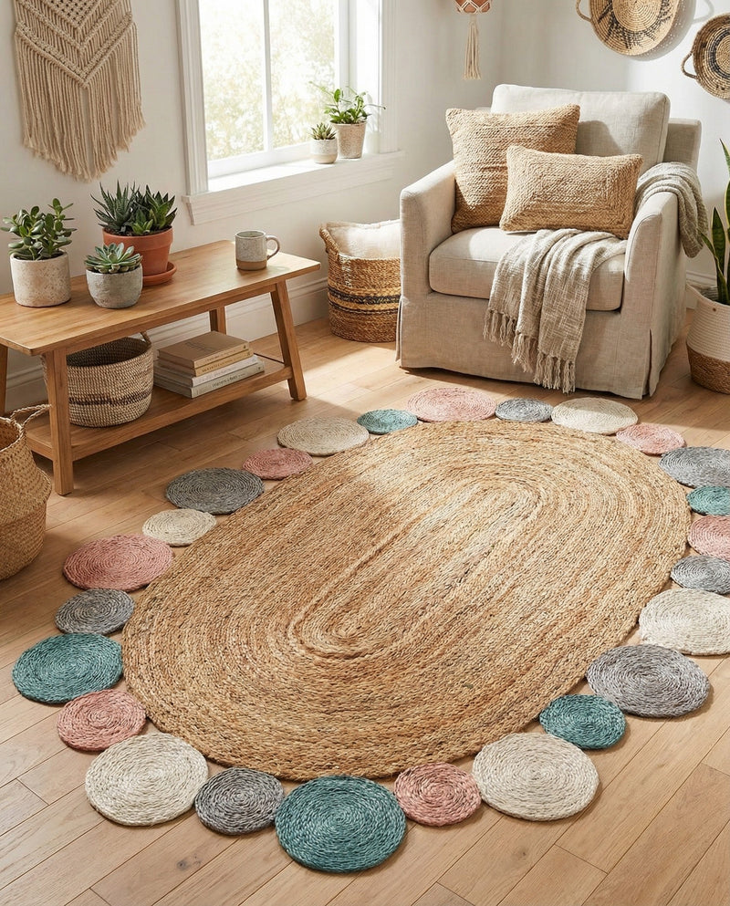 Woven Seaside Jute Collection Area Rug - Sienna Oval Multi  lifestyle 32