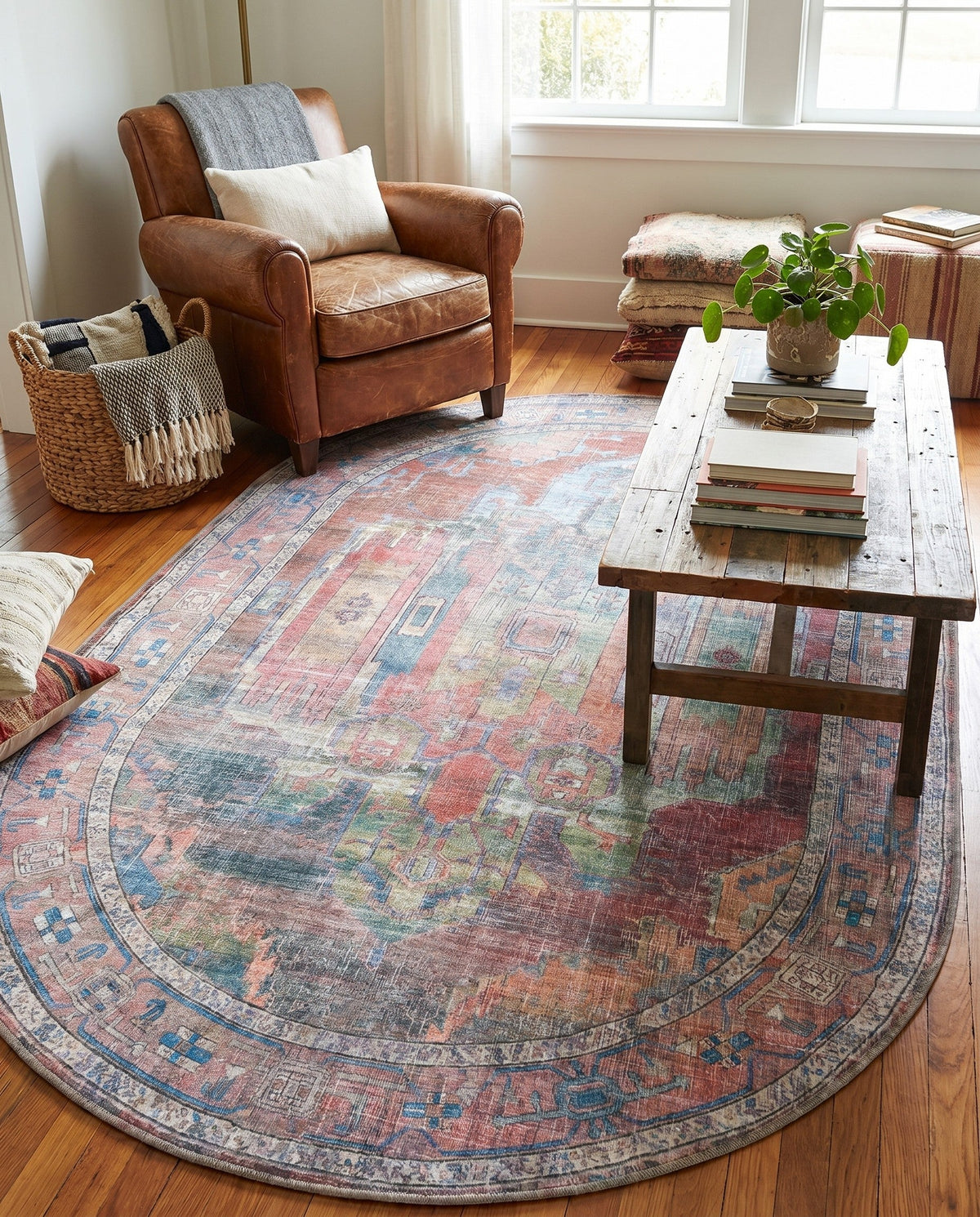 Zahara Oasis Collection Area Rug - Sahara Oval Multi  lifestyle 178