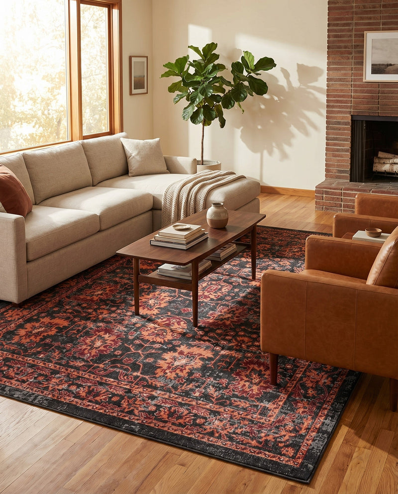 Geneva Terrace Collection Area Rug -  Lausanne Rectangle Black  lifestyle 17