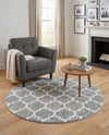 Lattice Gardens Collection Area Rug -  Bloomfield (Dark Gray) Round Dark Gray  lifestyle 70