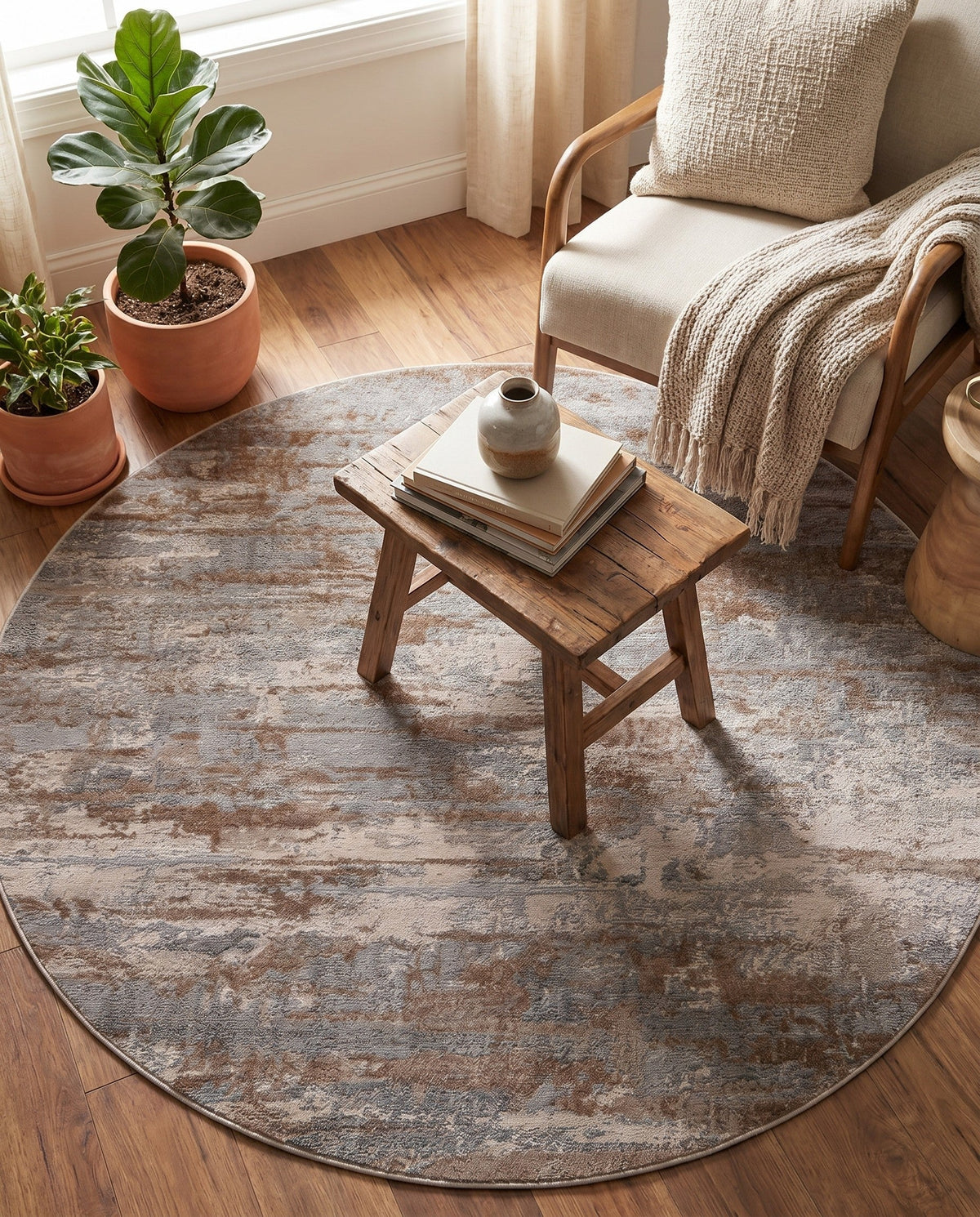 Aegean Elegance Collection Area Rug - Mesa Round Beige  lifestyle 105