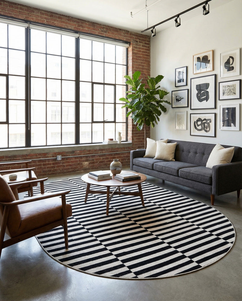 Soho Elegance Collection Area Rug -  Hudson (Black) Oval Black  lifestyle 43