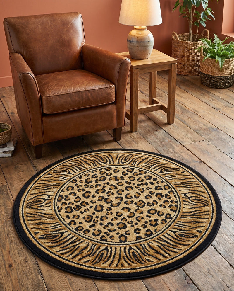 Savannah Sojourn Collection Area Rug -  Chobe Round Light Brown  lifestyle 69