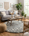 Berber Lattice Shag Collection Area Rug - Atlas (Gray) Round Gray  lifestyle 41