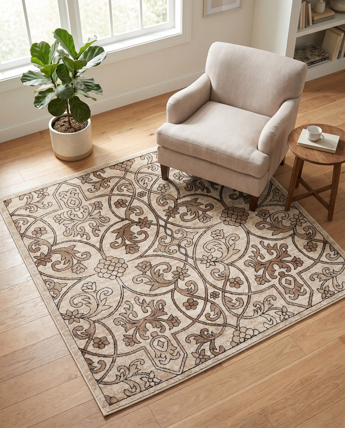 Andes Summit Collection Area Rug -  Merida Square Dark Beige  lifestyle 92