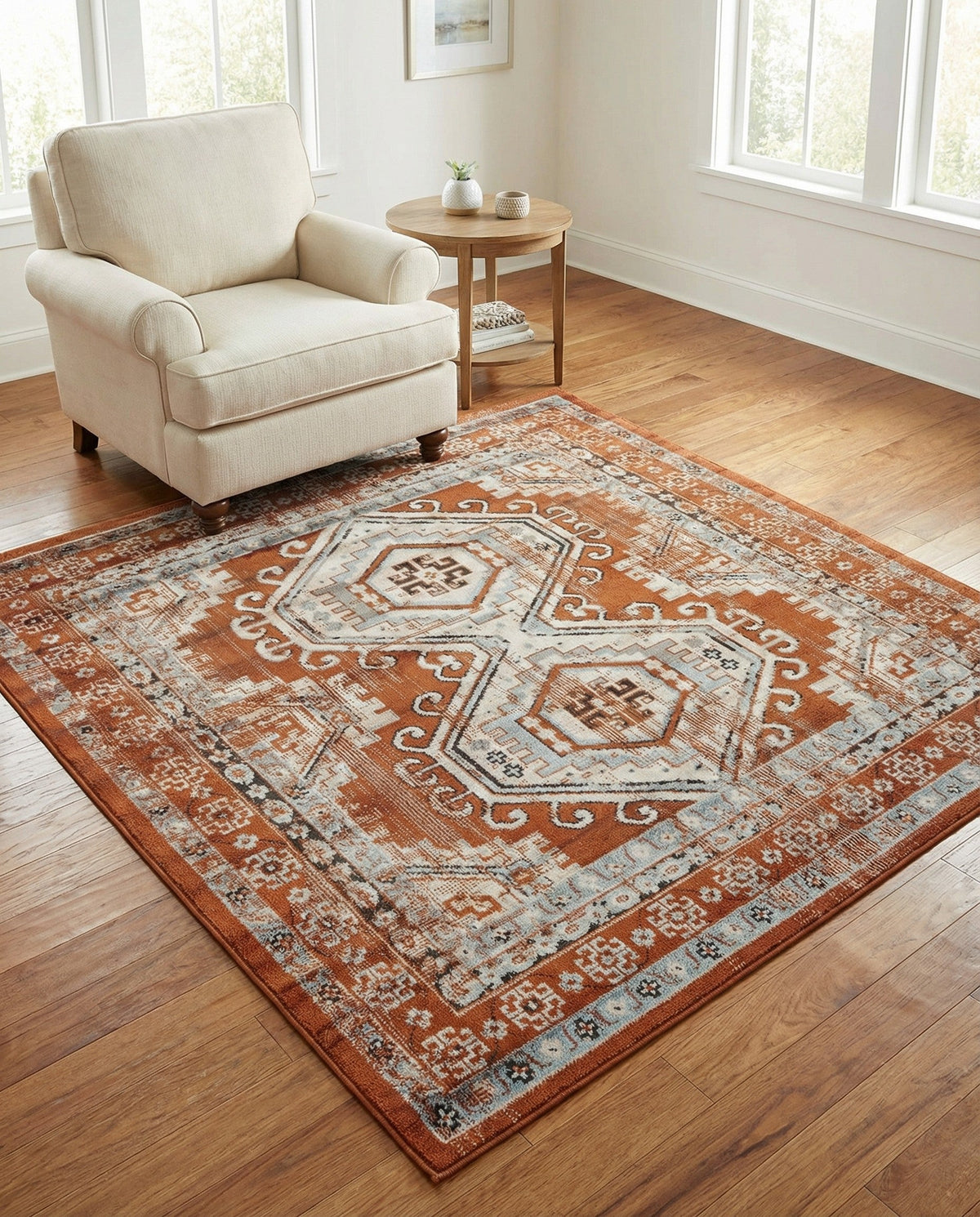 Savannah Elegance Collection Area Rug -  Tybee (Terracotta) Square Terracotta  lifestyle 125