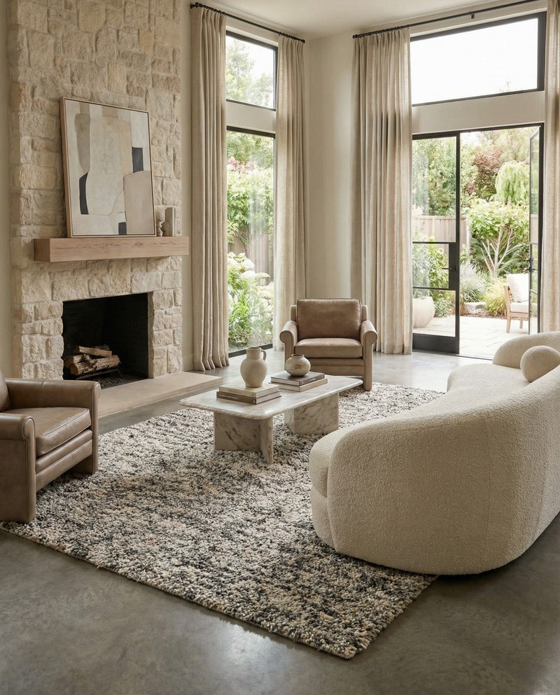 Wellington Luxe Shag Collection Area Rug - Kapiti Rectangle Salt and Pepper  lifestyle 25