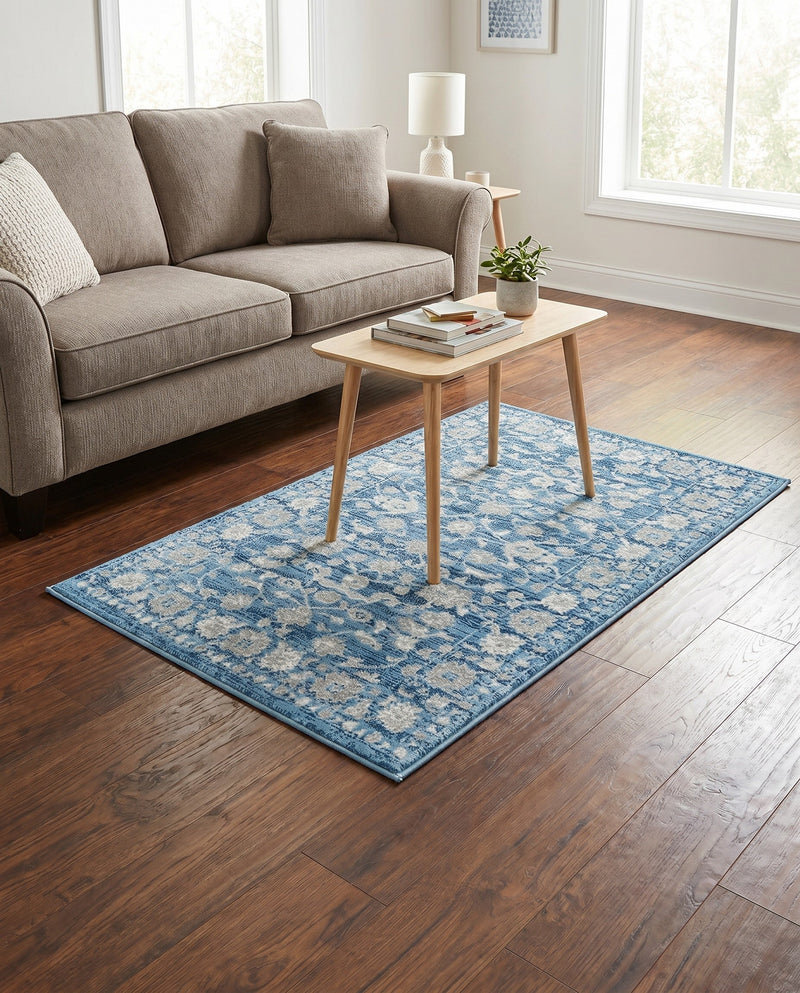 Charleston Elegance Collection Area Rug -  Seaport (Blue) Rectangle Blue  lifestyle 6