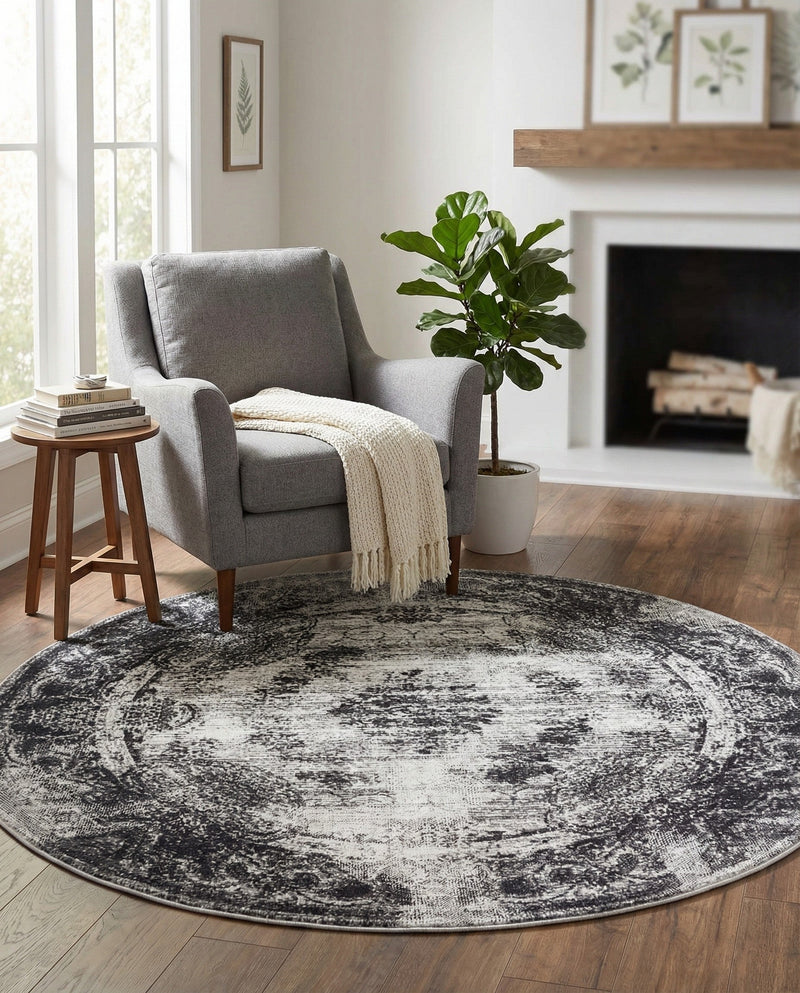 Copenhagen Comfort Collection Area Rug -  Roskilde Round Gray  lifestyle 51