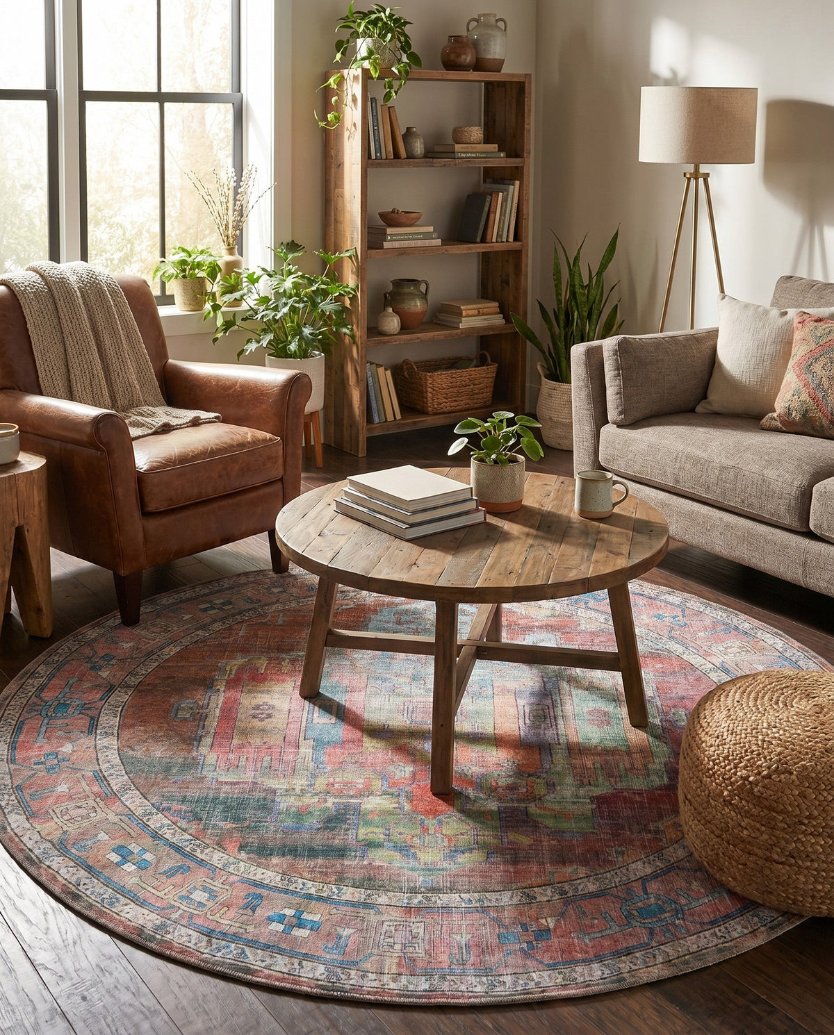 Zahara Oasis Collection Area Rug - Sahara Round Multi  lifestyle 160