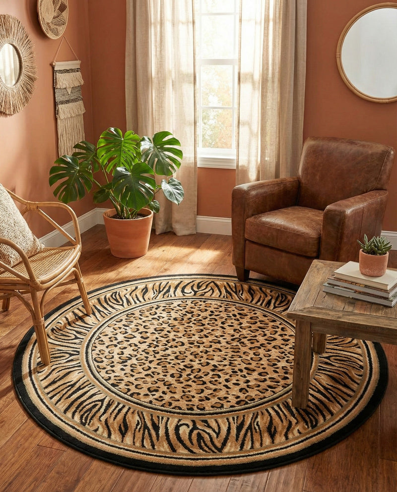 Savannah Sojourn Collection Area Rug -  Chobe Round Light Brown  lifestyle 62