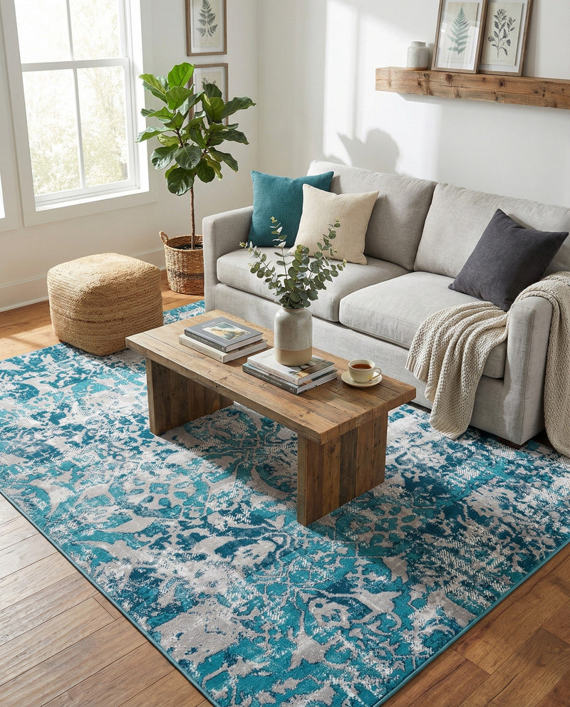 Geneva Terrace Collection Area Rug -  Morges Rectangle Blue  lifestyle 13