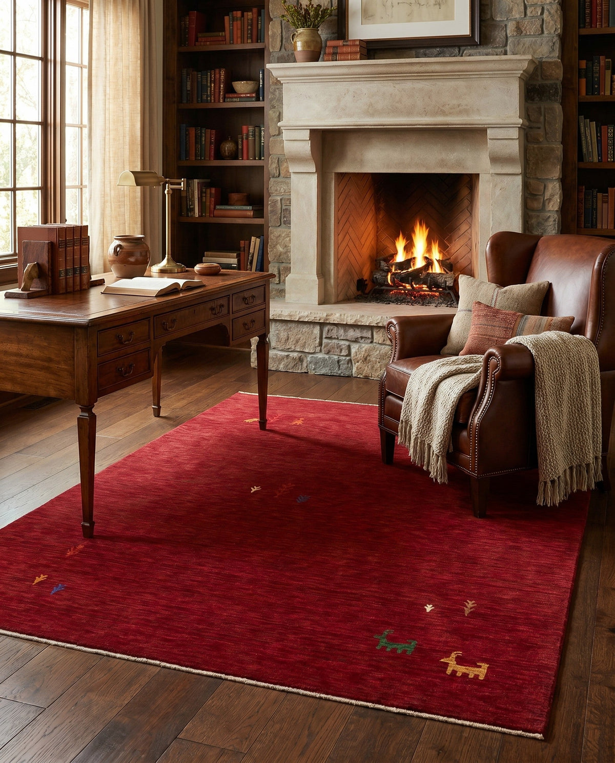 Dennen Collection Area Rug -  Birchfield Rectangle Red  lifestyle 3