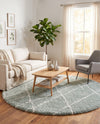 Cozy Haven Shag Collection Area Rug - Serenity (Sage Green) Round Sage Green  lifestyle 64