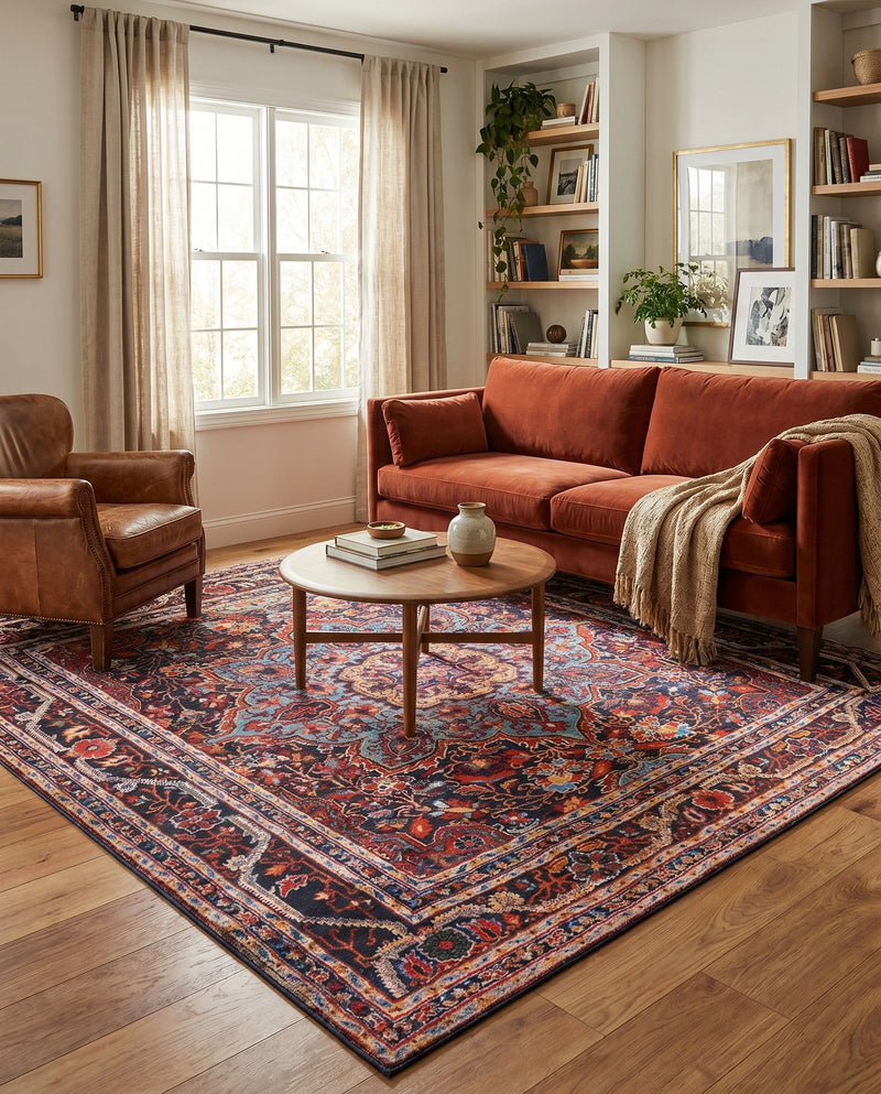 Heritage Elegance Collection Area Rug -  Schonbrunn Square Burgundy  lifestyle 54