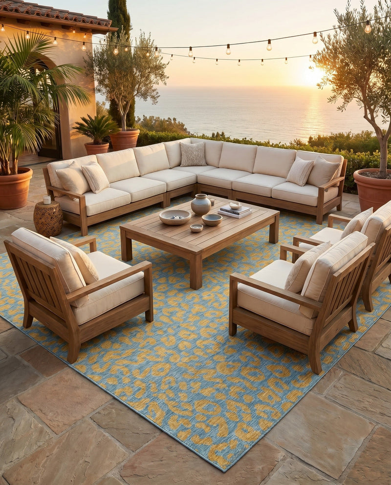 Savannah Escape Collection Area Rug -  Amazon (Blue Yellow) Square Blue Yellow  lifestyle 63