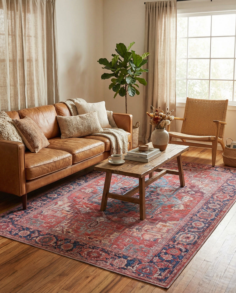 Zahara Oasis Collection Area Rug -  Essaouira Rectangle Rust Red  lifestyle 19