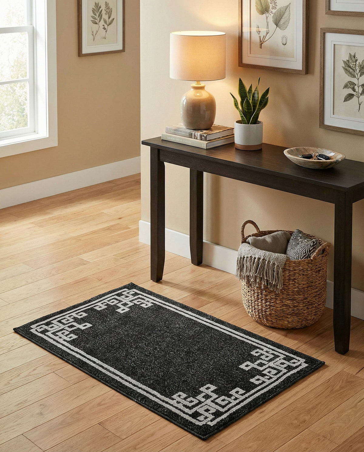 Aegean Labyrinth Collection Area Rug -  Rhodes Rectangle Black  lifestyle 28