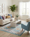 Arcadia Rugs Collection Area Rug - Eden (Aqua and Blue) Rectangle Aqua and Blue  lifestyle 5