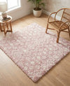 Berber Lattice Shag Collection Area Rug - Atlas (Light Pink) Square Light Pink  lifestyle 46