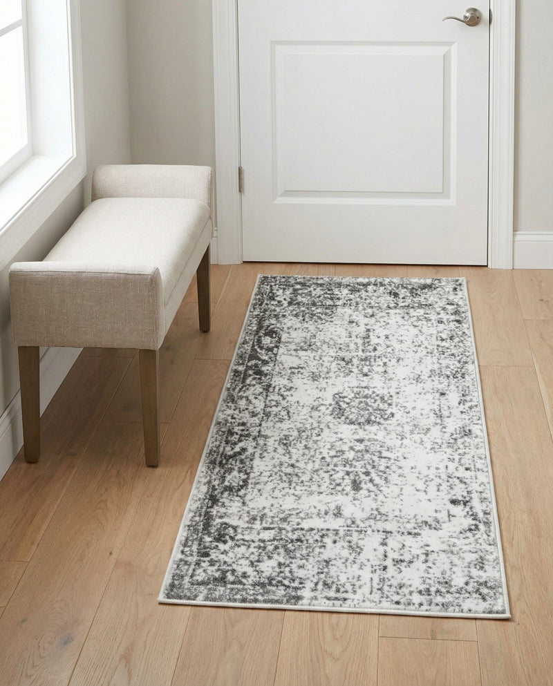 Riviera Elegance Collection Area Rug - Antibes (Gray) Runner Gray  lifestyle 63