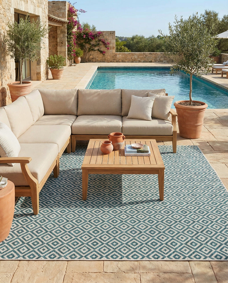 Urban Oasis Rugs Collection Area Rug -  Rooftop (Teal) Square Teal  lifestyle 23