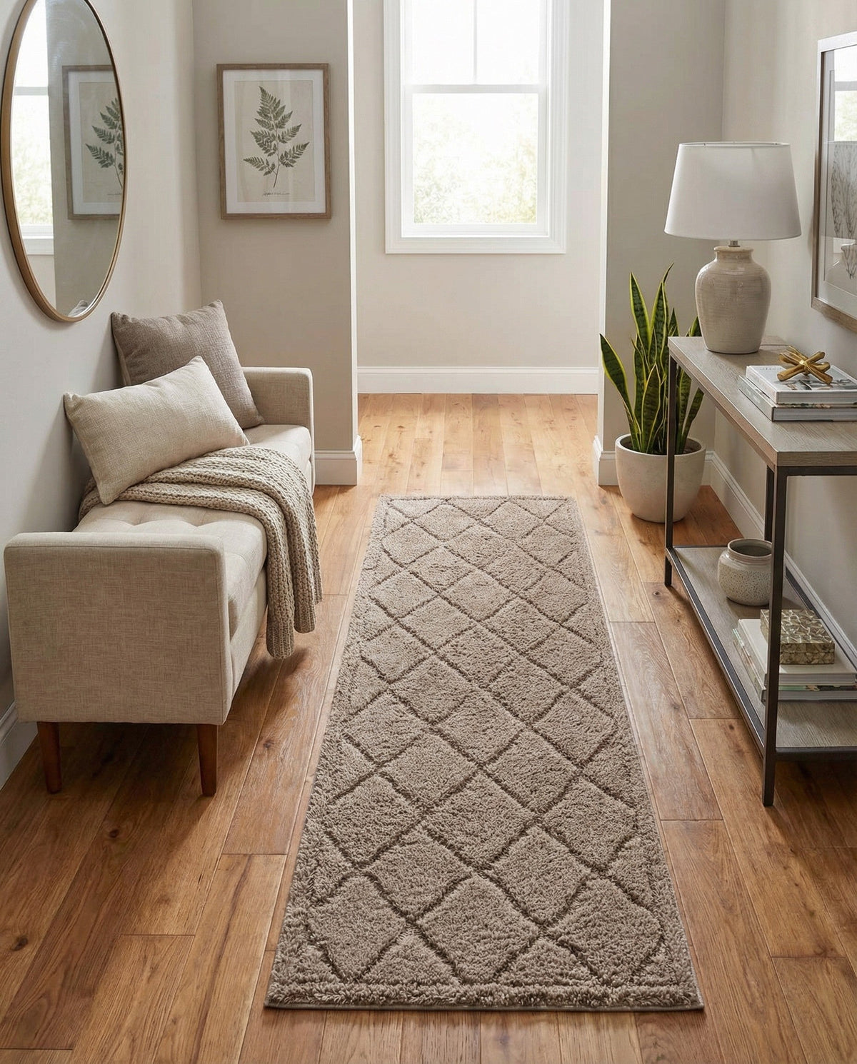 Trellis Haven Collection Area Rug - Havenwood Runner Beige  lifestyle 110
