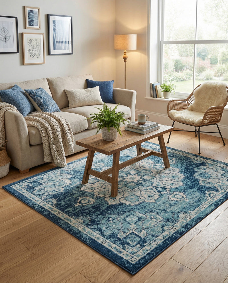 Beverly Grove Collection Area Rug - Melrose (Navy Blue) Square Navy Blue  lifestyle 63