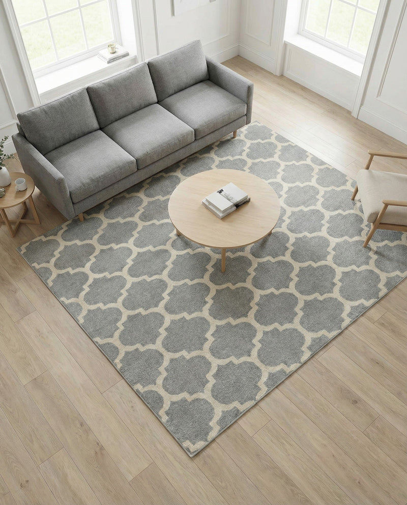 Lattice Gardens Collection Area Rug -  Bloomfield (Light Gray) Square Light Gray  lifestyle 67