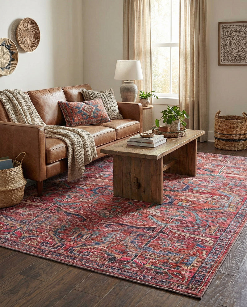 Zahara Oasis Collection Area Rug -  Tangier Rectangle Rust Red  lifestyle 19