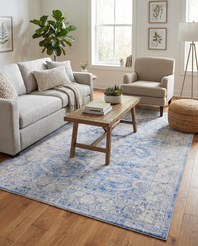 Heritage Elegance Collection Area Rug -  Miramar Rectangle Blue  lifestyle 17