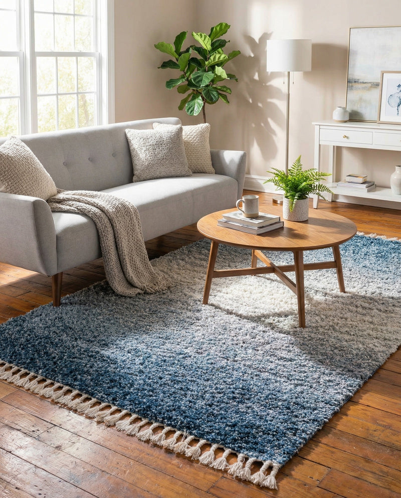 Cozy Cove Shag Collection Area Rug -  Lagoon Rectangle Blue  lifestyle 12