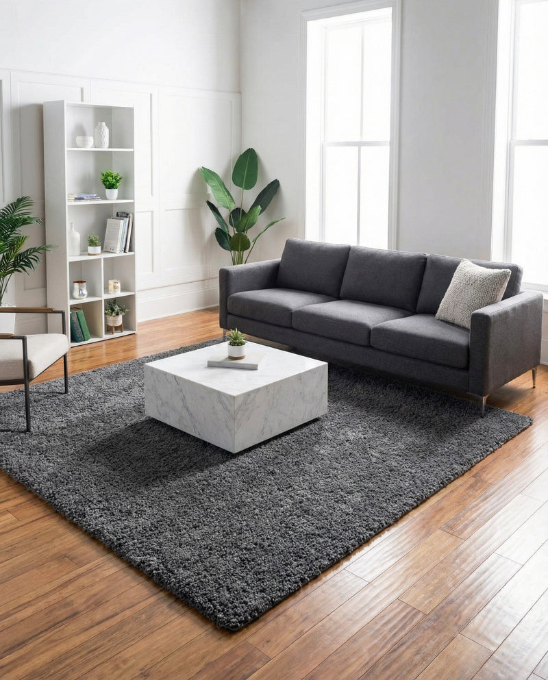 Cozy Comfort Shag Collection Area Rug - Haven (Pebble Gray) Square Pebble Gray  lifestyle 33