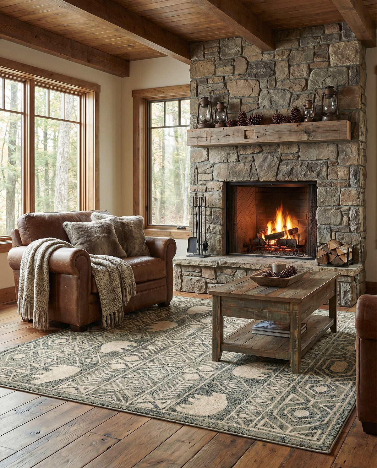 Frontier Trails Collection Area Rug -  Sedona Square Green  lifestyle 53
