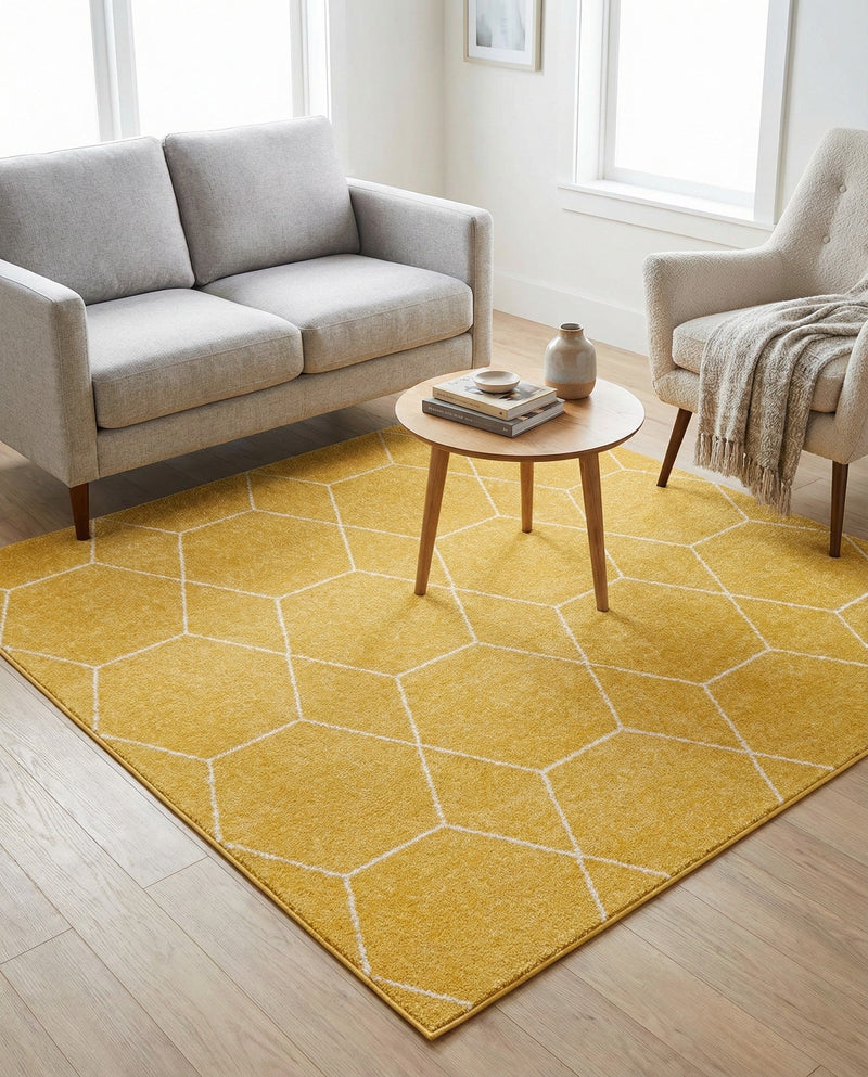 Trellis Mosaic Collection Area Rug - Arborville (Yellow) Square Yellow  lifestyle 50