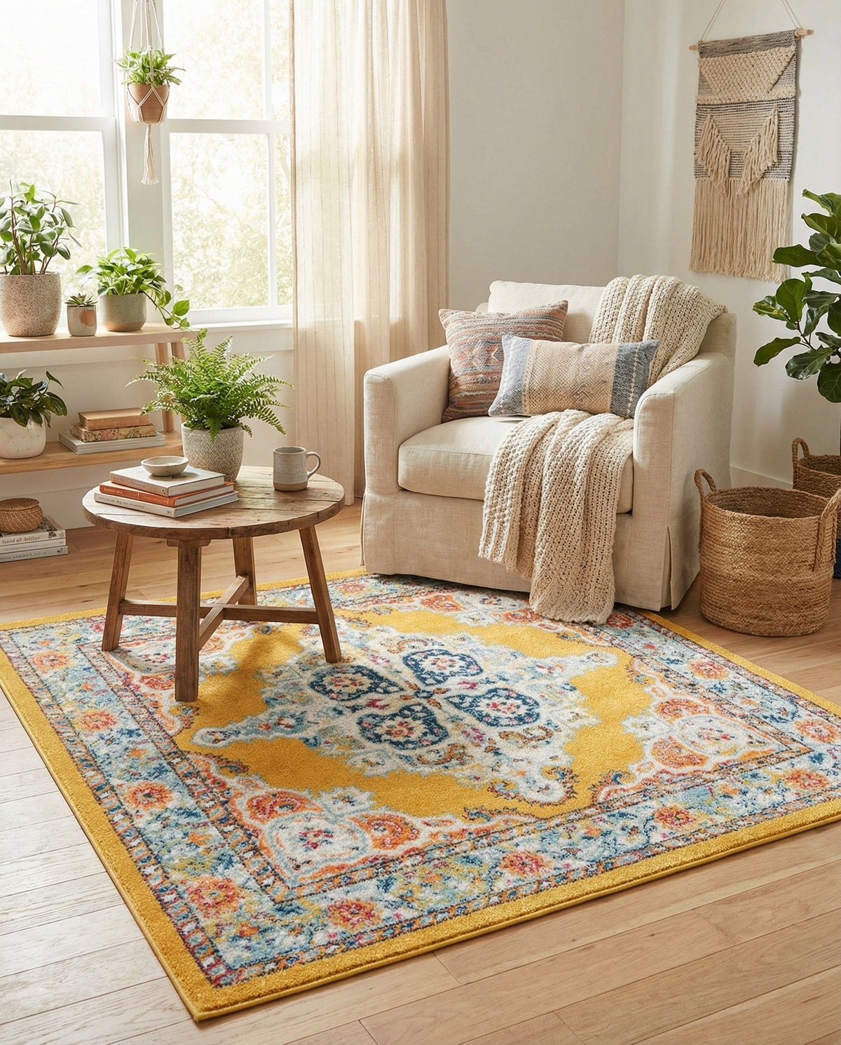Beverly Grove Collection Area Rug -  Fairfax (Yellow) Square Yellow  lifestyle 88