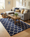 Lattice Gardens Collection Area Rug -  Bloomfield (Dark Blue) Rectangle Dark Blue  lifestyle 14