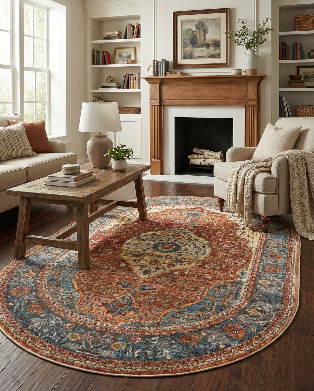 Caribbean Breeze Collection Area Rug -  Vieques Oval Rust Red  lifestyle 167