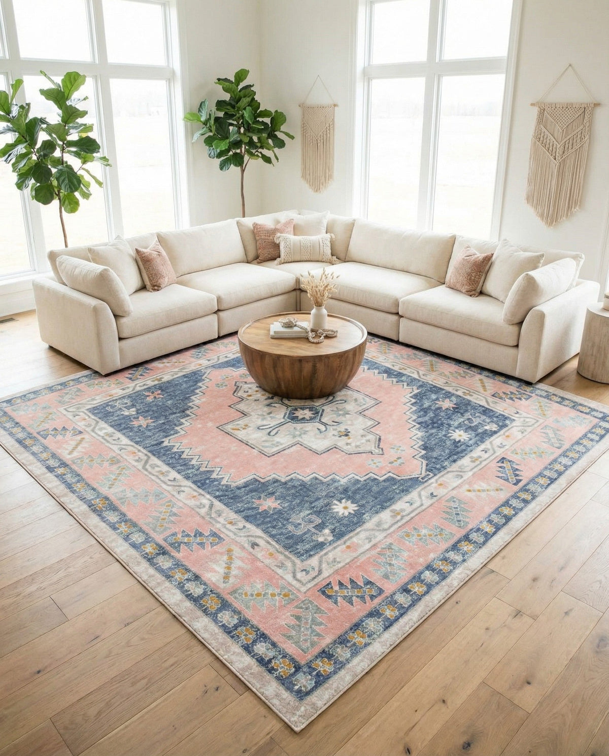 Savannah Series Collection Area Rug -  Augusta (French Blue) Square French Blue  lifestyle 98