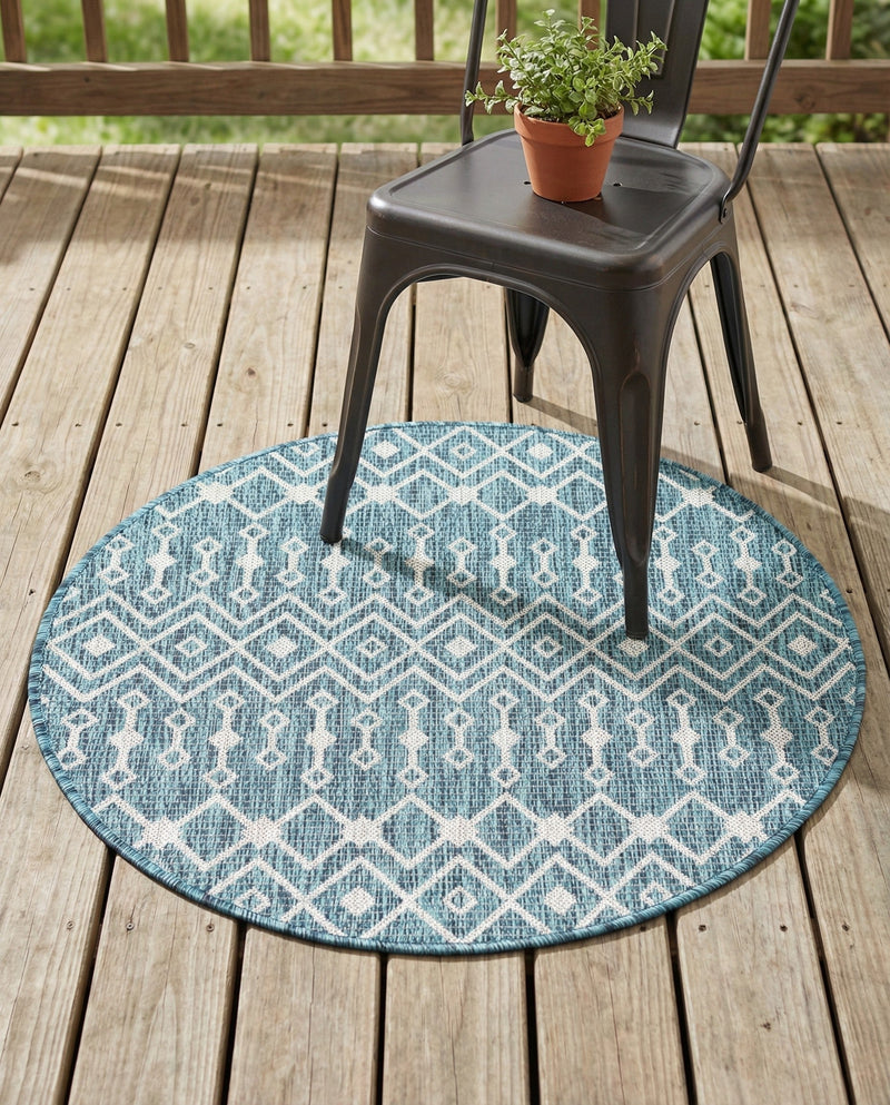 Savannah Pergola Collection Area Rug -  Pergola (Teal) Round Teal  lifestyle 52