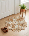 Woven Seaside Jute Collection Area Rug - Sienna Round Natural and White  lifestyle 33