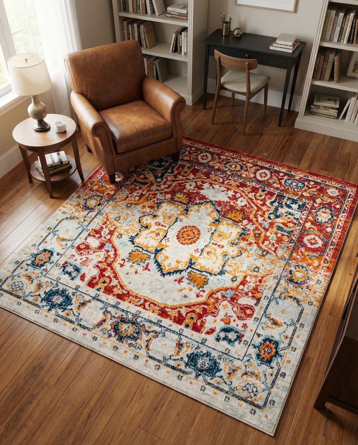 Parisian Elegance Collection Area Rug - Versailles (Rust Red) Square Rust Red  lifestyle 95