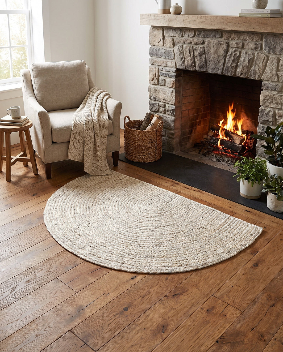 Woven Seaside Jute Collection Area Rug - Savannah (White) Hearth White  lifestyle 102
