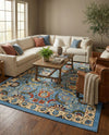 Tabriz Tapestry Collection Area Rug - Sahand (Blue) Rectangle Blue  lifestyle 20