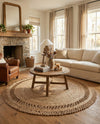 Woven Seaside Jute Collection Area Rug - Seaside Round Natural  lifestyle 17